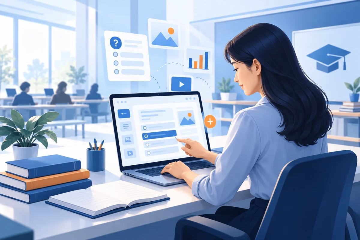Hình minh họa phần mềm trắc nghiệm trực tuyến cho trường học: cách lựa chọn và triển khai